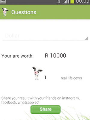 程式會計算出用家值多少隻牛。（互聯網圖片）