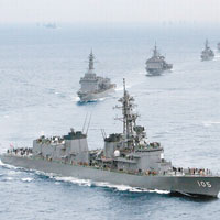 日本自衞隊於海上巡邏。（互聯網圖片）