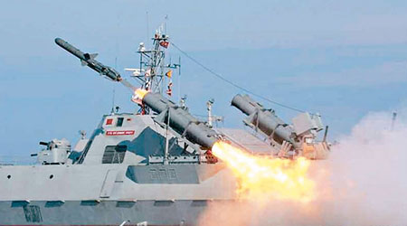 朝鮮近日進行新型反艦導彈發射訓練。（互聯網圖片）
