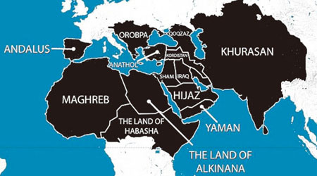 霍斯肯將IS統治全球的構想繪成地圖。（互聯網圖片）
