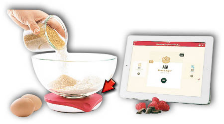 磅秤Drop（箭嘴示）配合應用程式可助製糕餅。
