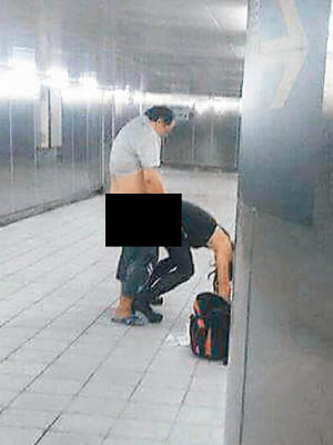 該對男女疑似在捷運站隧道作出猥褻行為。（互聯網圖片）