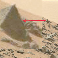 網民早前發現火星有疑似金字塔（箭嘴示）物體。