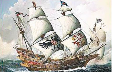 哥倫比亞政府發放聖荷西大帆船的構想圖。（互聯網圖片）