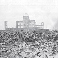 核武破壞力極強，圖為二戰日本廣島原爆後情景。（黑白圖片）