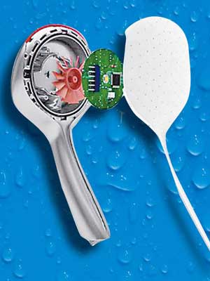 聰明花灑頭能配搭所有軟管式淋浴設備使用。（互聯網圖片）