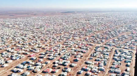 約旦阿爾扎塔里難民營收容了大批敍利亞難民。（互聯網圖片）