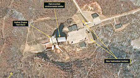 衞星圖片顯示北韓的發射台已準備就緒。（互聯網圖片）