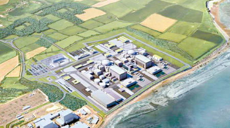 圖為英國欣克利角核電廠規劃圖。