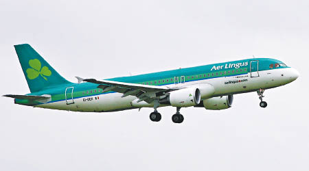 愛爾蘭航空公司的客機（圖）險與無人機相撞。（資料圖片）