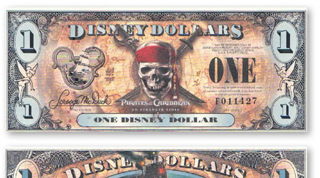 「加勒比海盜」一美元紙鈔。（互聯網圖片）