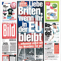德國《圖片報》頭版以諷刺形式籲英留歐。