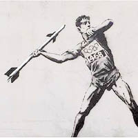 Banksy曾以塗鴉諷刺倫敦奧運。（互聯網圖片）