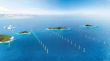 珠海桂山海上風電場示範項目構想圖。（互聯網圖片）