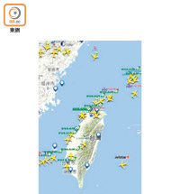 航空網站顯示台灣空域上幾乎都是長榮的客機。（互聯網圖片）