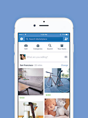 fb推出網上交易平台，讓用戶透過社交網站與其他用戶進行買賣交易。（互聯網圖片）