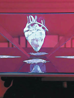片段展示跳動中的人類心臟立體影像。
