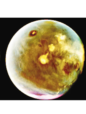 火星在夜間會因一氧化氮而發光。（NASA圖片）