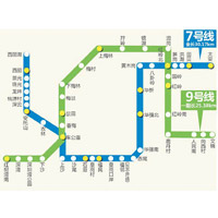 深圳地鐵七號線及九號線的路線圖。（互聯網圖片）