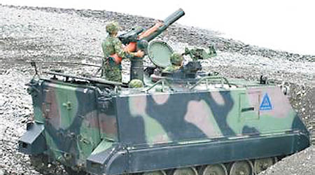 美國政府向台灣出售的陶式2B型反坦克導彈。（資料圖片）