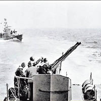 當年西沙海戰現場的解放軍艦艇。（黑白圖片）