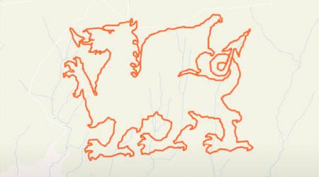路線圖在GPS形成一個飛龍圖案。（Strava圖片）