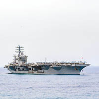 美國尼米茲號航母參加聯合軍演。（互聯網圖片）
