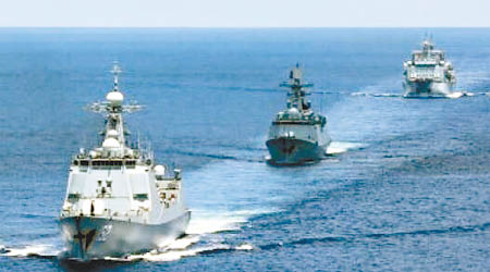中國海軍編隊在地中海海域舉行實彈演練。（互聯網圖片）