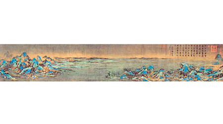 《千里江山圖》（局部）<br>《千里江山圖》是中國十大傳世名畫之一。 （互聯網圖片）