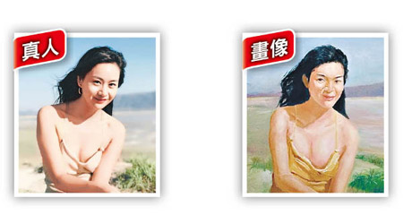 照片中百合的樣貌（左圖）與油畫（右圖）中的完全不同。