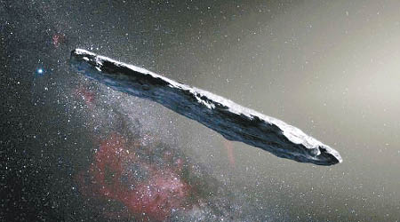 Oumuamua的描繪圖。（互聯網圖片）