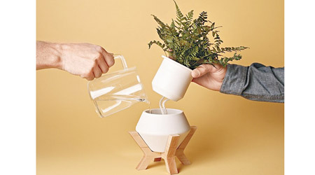 美國一個團隊為此設計出一款能自動給盆栽補充水分的花盆「Lander Planter」。