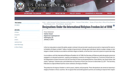 中國等十國被美國國務院列為宗教自由特別關注國。（互聯網圖片）