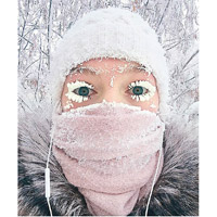 西伯利亞近日極冷，有人睫毛結霜。（資料圖片）