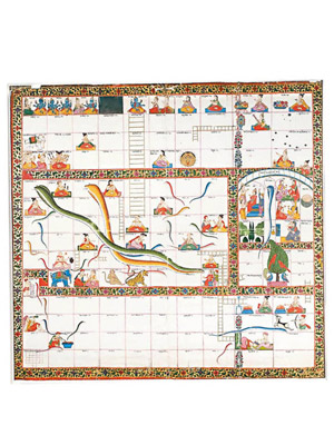 蛇梯棋盤充滿印度宗教元素。