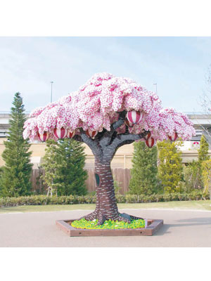 該櫻花樹為世上最大的樂高積木櫻花樹。（互聯網圖片）