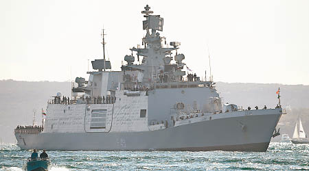 印度艦隻將訪越南。圖為印度護衞艦薩雅德里號。