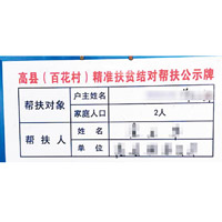 扶貧公示牌詳列貧困戶主的多項個人資料。