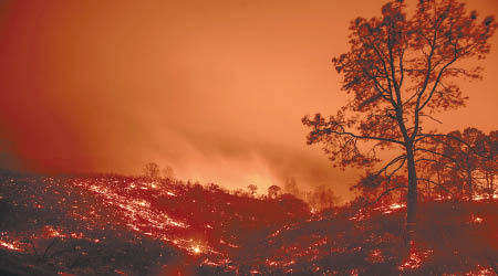 加州山火仍未被撲滅。（美聯社圖片）