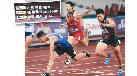 日本電視台將台灣跑手楊俊瀚（藍衣者）標成來自「中國」。