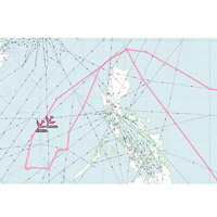 飛行線路顯示，兩B52H在南沙群島和黃岩島附近執行任務後折返。