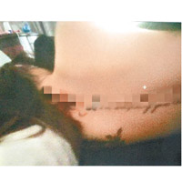 爆料者貼出一張疑為江鈺源的裸背圖。（互聯網圖片）