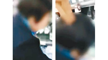 華裔大媽被店員粗口問候（左）及展示「手槍爆頭」手勢（右）。