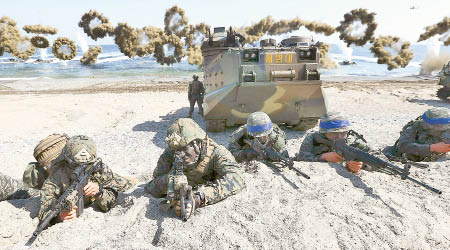 美韓聯合軍演包括登陸作戰。（美聯社圖片）