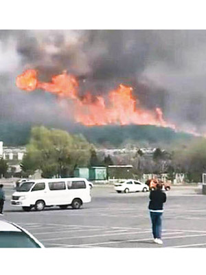 瀋陽發生山林大火，現場濃煙滾滾。（互聯網圖片）