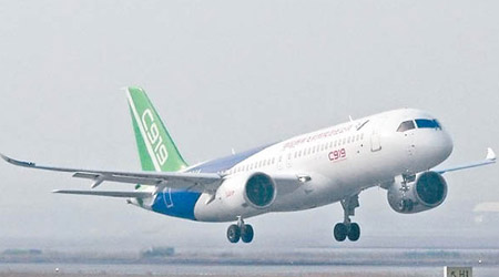 圖為中國製C919客機。（互聯網圖片）