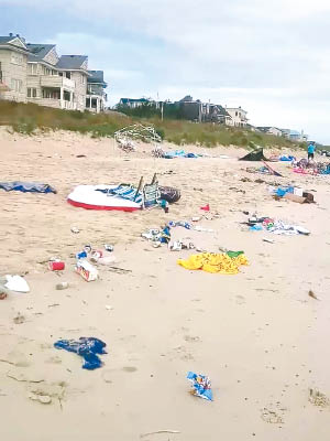 沙灘留下大量垃圾。（互聯網圖片）