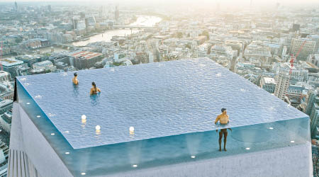 擬建的透明無邊際泳池位於摩天大樓頂樓。