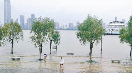 長江水位暴升超過警戒線。（中新社圖片）