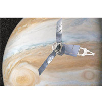 朱諾號展開木星探測任務。圖為示意圖。